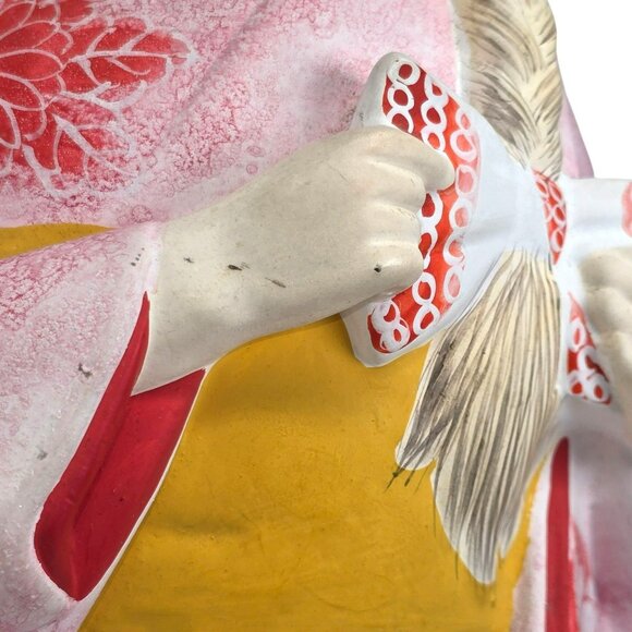 Ceramic Japanese Girl Figurine In Pink Kimono Floral Design Kneeling Pose JE369 - Picture 15 of 16